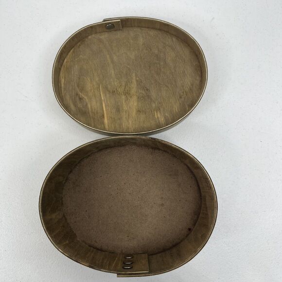 Primitive Old Time Wooden Ware Oval Shaker Style Box Decor Trinket Storage - Picture 10 of 13